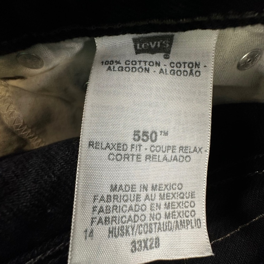 Levis 550 Relaxed Fit Black Denim Jeans Mens 34x30 Husky 14H Cotton 5-Pocket - Picture 10 of 12